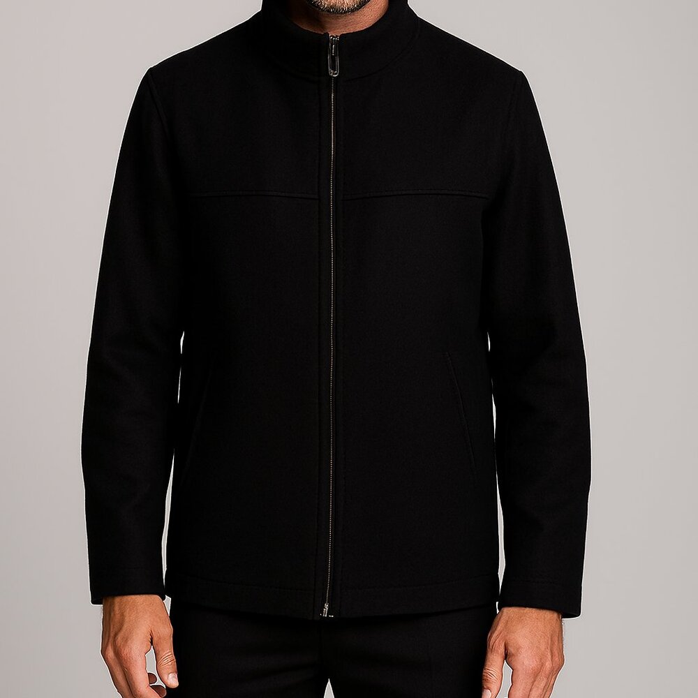 Britches Mens Black Wool.Blend Quilted Lined Jacket Size Med
